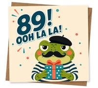 89th Birthday Card for Him, Funny Frog Design