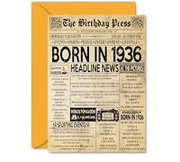 89th Birthday Card for Men Women - Bday Press Newspaper 1936 - Happy 89 Birthday Cards for Dad Auntie Nanny Nan Grandma Grandad, A5 Bday Greeting Cards