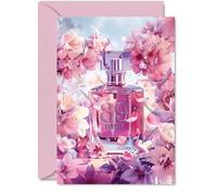 89th Birthday Card for Women - Fabulous Floral Perfume Bottle - Happy Birthday Cards for 89 Year Old Woman, 5x7 Inch Female Bday Greeting Cards