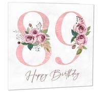 89th Birthday Card for Women - Floral 89th Birthday Cards for 89 year old woman Eighty Nine, Eighty Ninth Ladies Nan Grandma Mum Aunt Sister Mom Friend