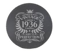 89th Birthday Gift for Men Vintage 1936 Aged to Perfection Engraved Slate Coaster Present for 89 Year Old Etched Natural Slate Placemat (Round Slate)