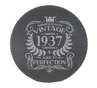 89th Birthday Gift for Men Vintage 1937 Aged to Perfection Engraved Slate Coaster Present for 89 Year Old Etched Natural Slate Placemat (Round Slate)
