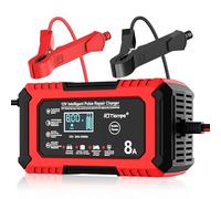 8A Car Battery Charger, 12V 8A LiFePO4 Battery Charger, Portable Battery Maintainer, Trickle Charger and Desulfator with 4 Charging Modes for Leisure, Lithium, Motorbike, Motorcycle Caravan Batteries
