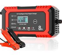 8A Car Battery Charger, 12V 8Amp Automatic Smart Charger Monitor Battery with LCD Screen Temperature Compensation, Intelligent Charges, Repairs, Maintains Car Motorcycle Boat Mower Battery