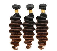 8A Grade Peruvian Virgin Hair Deep Wave 3 Bundles Human Hair Weave Peruvian Hair 10 12 14 Inches #T1b/4/30 Colour Pack of 3