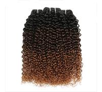 8A Grade Peruvian Virgin Hair Kinky Curly 3 Bundles Human Hair Weave Peruvian Hair 14 16 18 Inches #T1b/4/30 Color Pack of 3