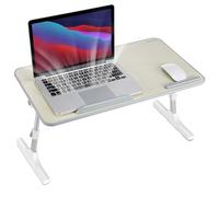 8AMTECH Adjustable Laptop Desk with Cooling Fan, Foldable Laptop Tray with Legs, Bed Table for Laptop Working, Reading, Writing, Eating in Bed, Sofa, Couch, Floor (Medium, Wood)