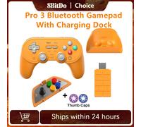 8BitDo Controller with Charging dock Pro 3 Bluetooth Gamepad 2.4G adapter for Switch/Windows 10 Android /SteamOS /for Apple iOS Orange
