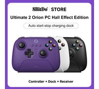 8BitDo New Ultimate 2 Wireless Controller TMR Joystick Hall Effect Triggers Charging Dock BT 2.4G for Windows 10 11 Android Stea Black