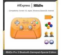 8BitDo Pro 3 Bluetooth Gaming Controller for Switch 1/2 Windows, Apple TMR Joysticks with Switchable Triggers for Android Steam Orange