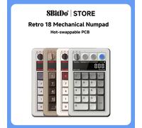 8BitDo Retro 18 Mechanical Numpad Calculator Mode Tri-mode Bluetooth 2.4G USB Wired Hot-Swappable Kailh PBT LED Numpad for Windo Fami Edition