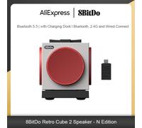 8BitDo Retro Cube 2 Wireless Bluetooth Speaker with Charging Dock True Stereo Sound for 8BitDo N Edition Keyboard and Mouse N Edition