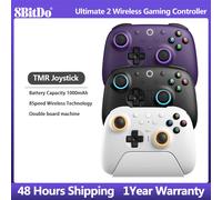 8BitDo Ultimate 2 Wireless Controller, Bluetooth/USB/2.4G Gamepad with TMR Joystick Charging Dock for Windows PC, Apple, Steam & purple-Bag