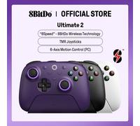 8Bitdo Ultimate 2 Wireless Controller for Windows & Android, Gaming Controller with TMR Joysticks, Switchable Hall Effect/Tactile Triggers, Motion Control, RGB Fire Ring, 8Speed Wireless Tech, White