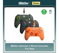 8BitDo Ultimate C Wired Controller For Xbox Series S, X, Xbox One RGB Lighting Fire Ring Hall Effect Joysticks For Windows 10/11 Dark Green-Bag