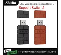 8BitDo USB Wireless Bluetooth Adapter Receiver for Nintendo Switch 2 Windows Mac PS1 for Xbox one PS4 PS5 Switch Pro Controller Black with Cable