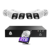 8CH 5MP CCTV Security Camera System, 8-Port 4K NVR with 2TB HDD, 4 x 5MP Outdoor PoE IP Cameras, Person/Vehicle Detection, 2-Way Audio, Color Night Vision, Spotlight & Siren, 24/7 Continuous Recording