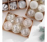 8CM 3 15 Inch Christmas Ball Ornaments Crafted from Plastic, Baubles with Hooks for Tree and Event Decoration to Create Inviting Holiday Atmosphere (gold 8cm 6)