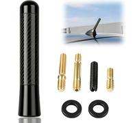 8cm Carbon Short Car Aerial, Multi-Fit Small AM FM Car Radio Antenna | with M4 M5 M6 Adaptor Screws, Black Roof Mast Replacement for Cars, Vans, SUVs, Trucks and MPVs