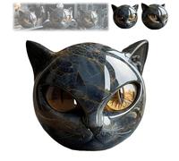 8CM Cat Head Sculpture - Luxury Cat Stone Black Sculpture Black Stone/Kitten Figurine | Hand Carved Healing Decor | Stress Relief For Desk, Bedroom, Living Room | Pet Memorial