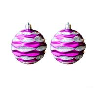 8CM Christmas Ball Ornaments Set for Tree Hanging with 2PCS Each Featuring Metallic Electroplated Surfaces for Holiday Home Decor (Purple)