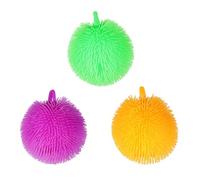 8CM Colourful Neon Squeeze Puffer Ball Squishy Sensory Stimulation Gel Soft Balls Fidget Toy for Kids and Adults Hand Therapy Stress Relief Exercise Grip Strengthening Calming Tool Pack of 3