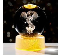 8cm Crystal Ball 3D Dragon Ornament with LED Stand Glass Gothic Dragon Collectible Paperweight Gifts for Women Birthday