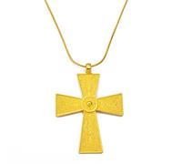8Cm Ethiopian Big Cross Pendant Necklaces Eritrean Traditional Ornaments Habesha African Arab Ethnic Jewelry African Items Power Magic Africa Map Necklace Totem Wedding Gift,Gold Color,60Cm Or 23.6 I
