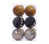 8cm for polka Dot Pressure Balls 6pcs for Tree Hanging Decor(Black gold) | Velvet touch for surface, stress relief, safe for kids, foam, festive party favor