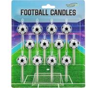 8cm Half Football Candles with Wooden Pick x 12, Black and White