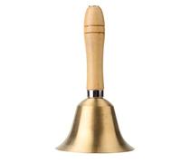 8CM Hand Bell with Wooden Handle, Multi Functional School Children Toy, Gold Copper Finish - Clear Loud Sound, Durable Comfortable Grip, Ideal for Classroom and Games