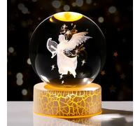 8cm K9 Crystal Ball Engraved Guardian Angel Figurine with LED Light Stand Home Collectible Paperweight Ornament Guardian Angel Wings Sentimental Memorial Gifts for Women Family Friends