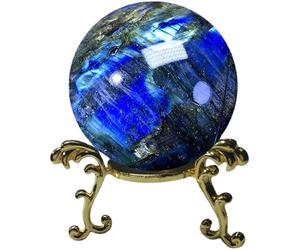 8cm Labradorite Crystal Magic Ball - Healing Sphere with Mystical Blue Glow, Handcrafted for Spiritual Practices, Meditation & Energy Healing
