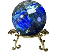 8cm Labradorite Crystal Magic Ball - Sphere with Mystical Blue Glow, Handcrafted for Spiritual Practices Gemstone Stone