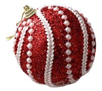 8cm Red Foam Glitter Hanging Balls for Christmas Tree Decorations, Lightweight Ornaments with Modern Minimalist Design for Seasonal Use (D)