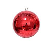 8cm Silver/Gold/Red Mirror Disco Ball Hanging Ornament Stage Light Rotating Glass Ball Bright Reflective(Red)