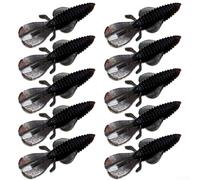 8cm Soft Sinking Ned Shrimp Fishing Lure for Bass, Realistic Flexible Body with Reflective Flakes, Suitable for Lakes and Rivers (10pcs black)