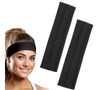 8cm Wide Black Headbands for Women's Hair, 2-Pack Elastic Soft Fabric Stretchy Hair Bands for Women for Makeup, Yoga, Running, Sports, Breathable Sweat-Wicking Running Headband