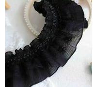 8CM Wide White Black Chiffon Stretch Lace Needlework Elastic Ruffle Trim Ribbon Frills Collar Fringe for Sewing Apparel Fabric