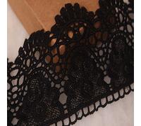 8CM Width Europe Crown Pattern Inelastic Embroidery Lace Trim,Curtain Tablecloth Slipcover Bridal DIY Clothing/Accessories.(4 Yards in one Package) (Black)