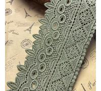 8CM Width Europe Rome Pattern Inelastic Embroidery Lace Trim,Curtain Tablecloth Slipcover Bridal DIY Clothing/Accessories.(2 Yards in one Package) (Arny Green)
