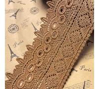 8CM Width Europe Rome Pattern Inelastic Embroidery Lace Trim,Curtain Tablecloth Slipcover Bridal DIY Clothing/Accessories.(2 Yards in one Package) (Camel)