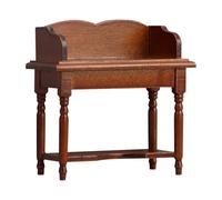 8cm Wooden Dollhouses Writing Desk with Maroon Finish for Creative Miniature Living Room Scene Arrangements Elegant Dollhouses Desk