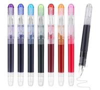 8Color Disposable Fountain Pens Set 0.5mm Fine Nib Quick drying Multicolor Ink Fine Point Pen for Journaling, Calligraphy & Revision Notes, Smooth Writing for School Office Exams Sketching, Doodling