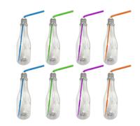 8er Set LED 400ml Partyglas with Lid And Drinking Straw Plastic Cocktail Mug