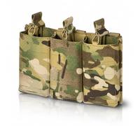 8FIELDS Tactical Laser-Cut Triple AR-15 MOLLE Magazine Placard/Pouch - 1000D Nylon, Holds 3 Mags, Bungee Retention, Mounts to Plate Carrier, Chest Rig & Tactical Vest/Multicam