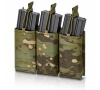 8FIELDS Tactical Laser-Cut Triple AR-15 MOLLE Magazine Placard/Pouch - 1000D Nylon, Holds 3 Mags, Bungee Retention, Mounts to Plate Carrier, Chest Rig & Tactical Vest/Multicam Tropic