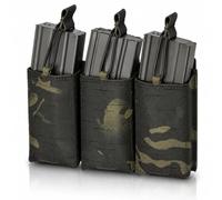 8FIELDS Tactical Laser-Cut Triple AR-15 MOLLE Magazine Placard/Pouch - 1000D Nylon, Holds 3 Mags, Bungee Retention, Mounts to Plate Carrier, Chest Rig & Tactical Vest/Multicam Black