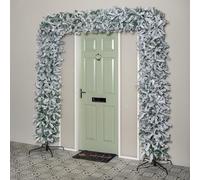 8ft (2.30m) Samuel Alexander Double Door Snow Flocked Christmas Tree Flat Top Arch with 2000 Tips