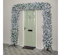 8Ft (2.30M) Samuel Alexander Double Door Snow Flocked Christmas Tree Flat Top Arch With 2000 Tips